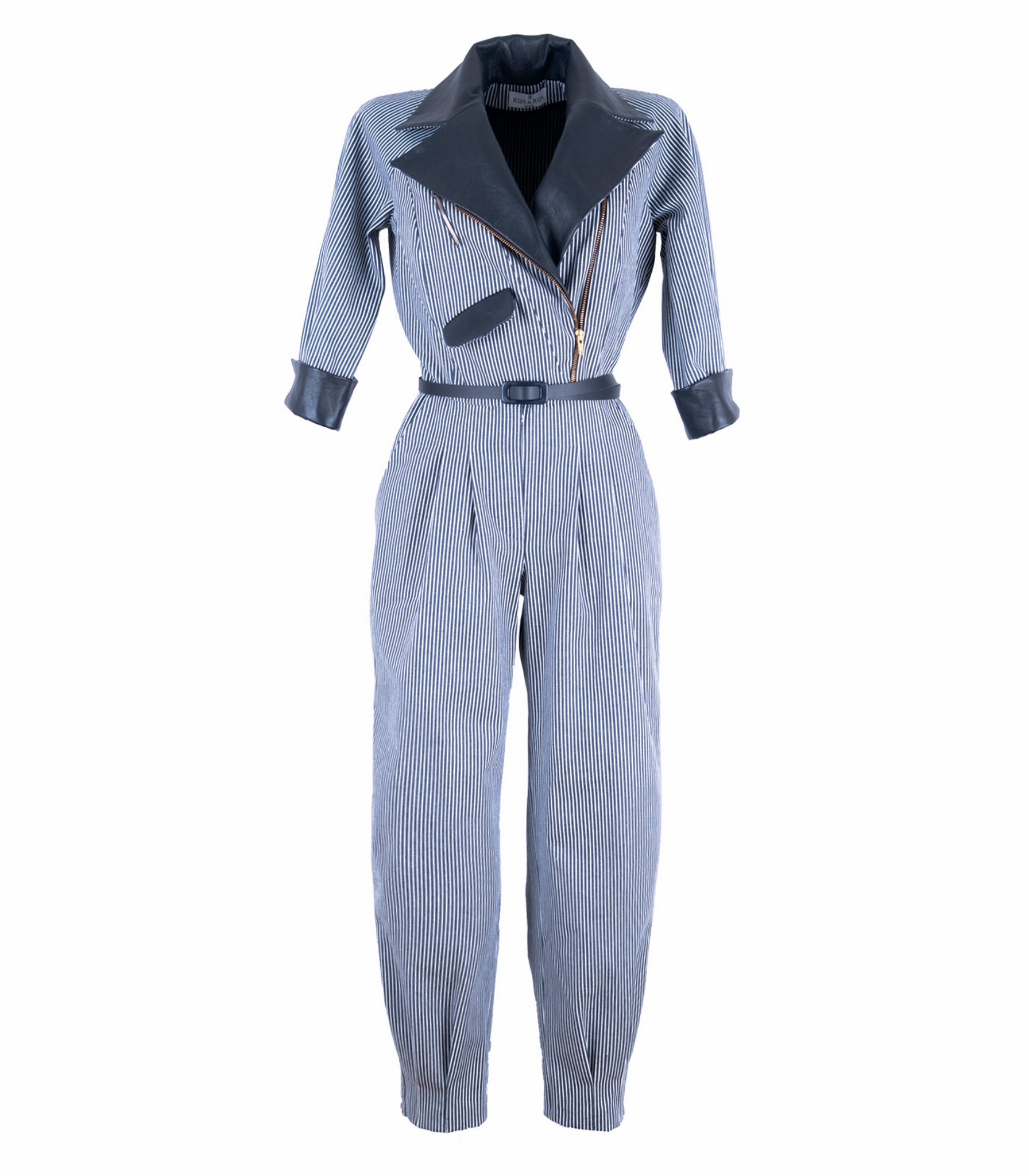 Cotton & Leather Loose Fit Jumpsuit