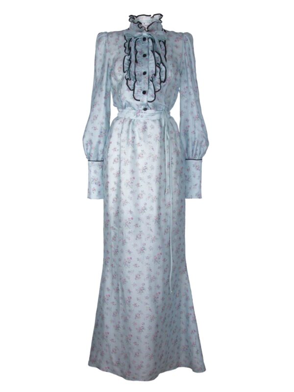 Long Silk Floral Cocktail Dress