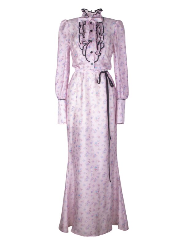 Long Silk Floral Cocktail Dress