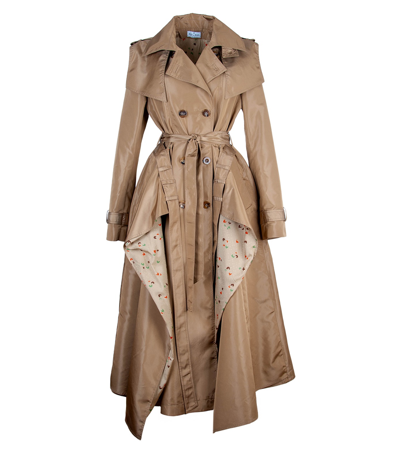 Silk Double-Breasted Trench Coat