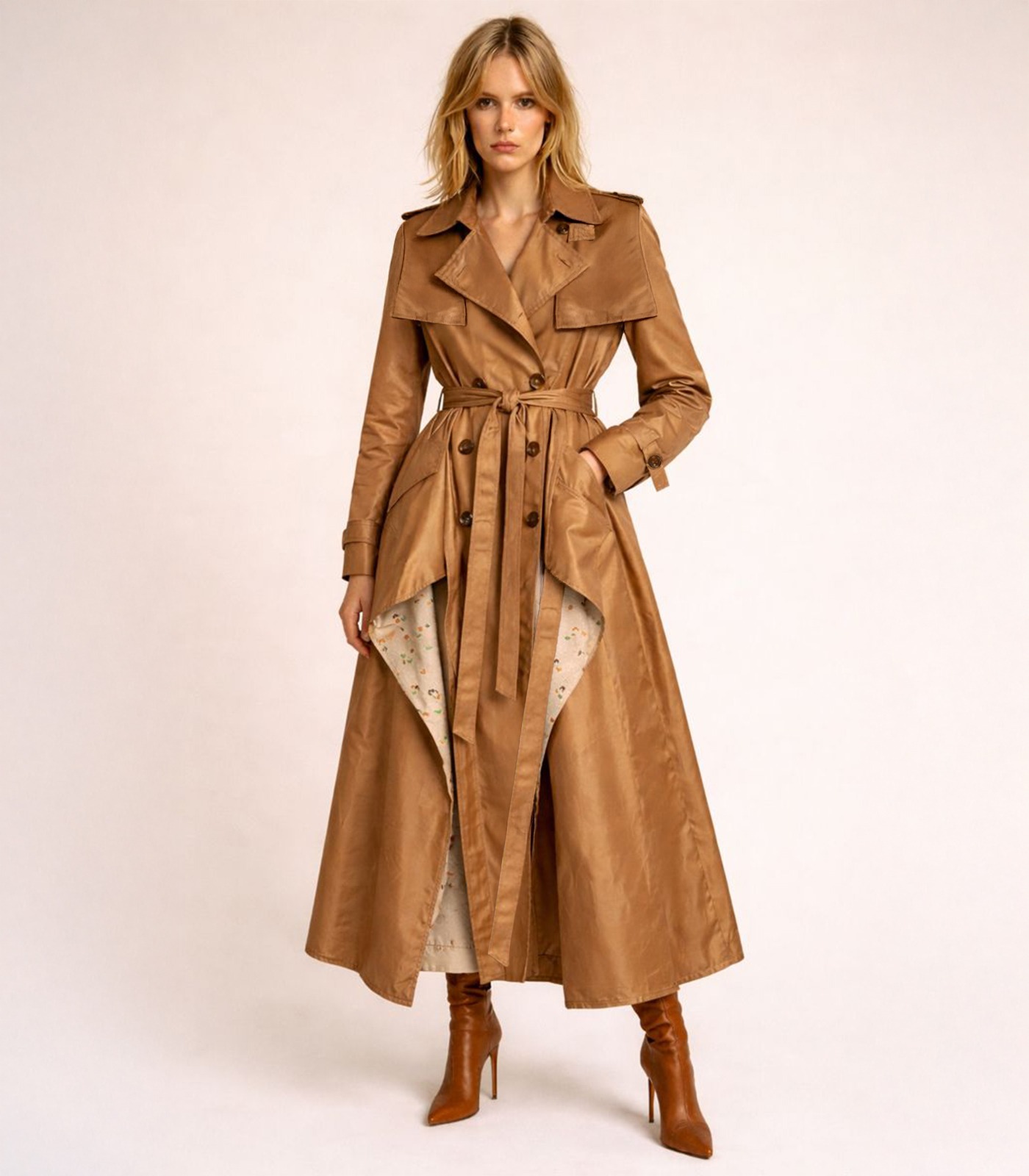Silk Double-Breasted Trench Coat - Image 2