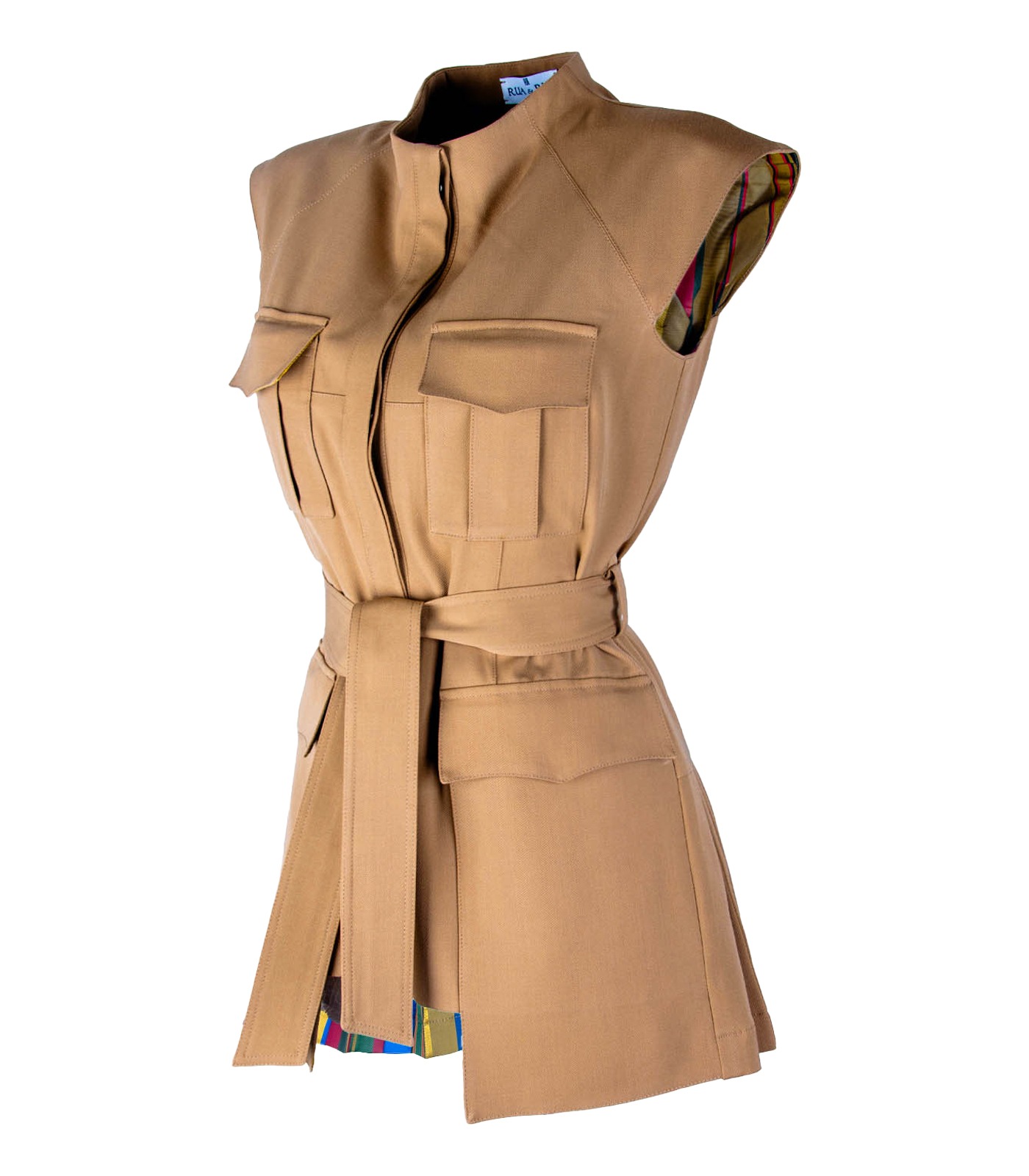Wool Gabardine Sleeveless Jacket - Image 4