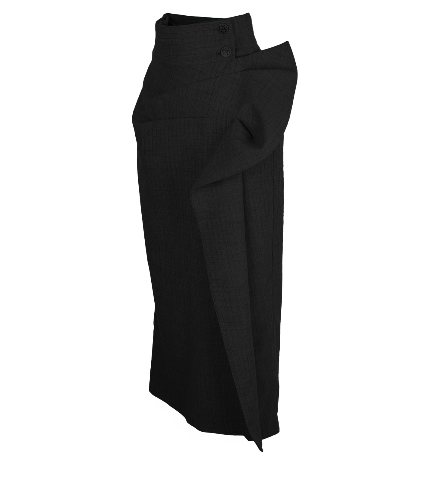 High-Waisted Wool & Silk Asymmetrical Pencil Skirt - Image 4
