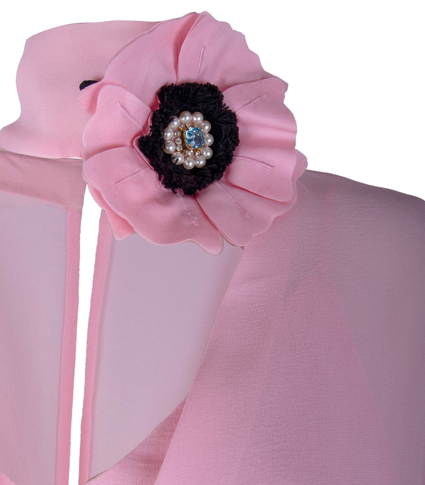 Long Silk Dress With Flower Decoration - Image 4