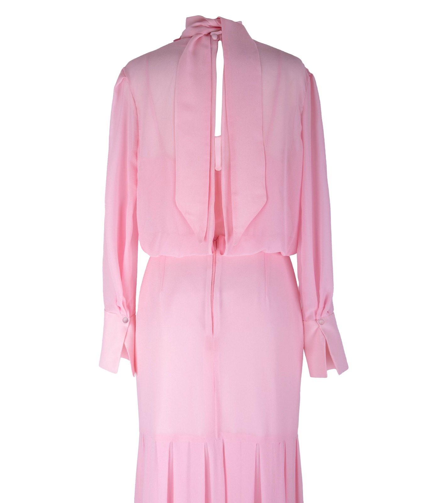 Long Silk Dress With Flower Decoration - Image 5