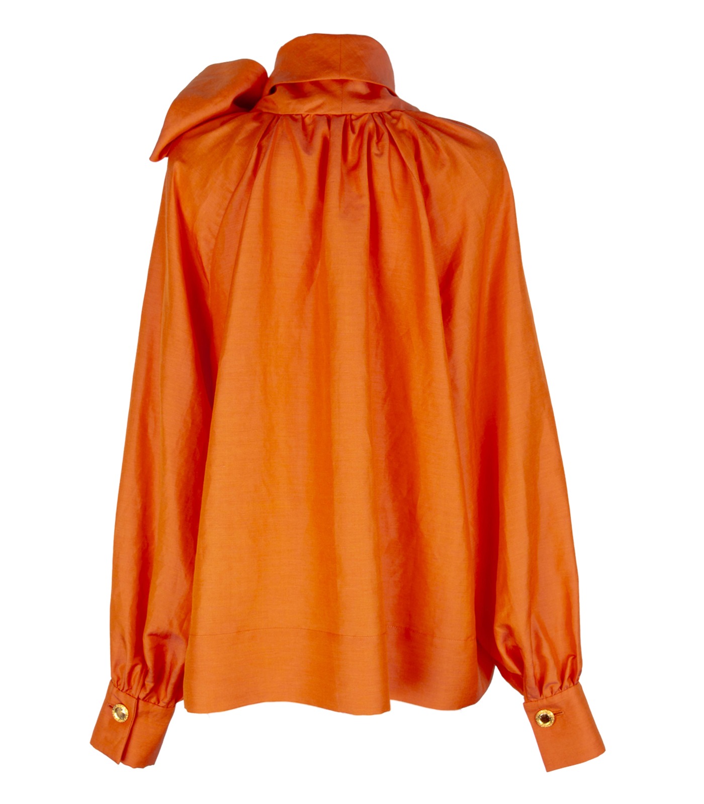 Linen & Silk Bow Blouse - Image 5