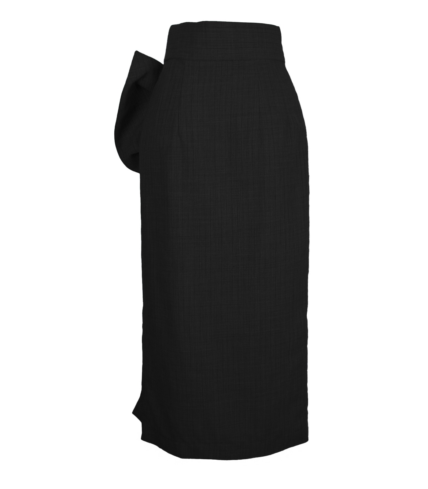 High-Waisted Wool & Silk Asymmetrical Pencil Skirt - Image 6