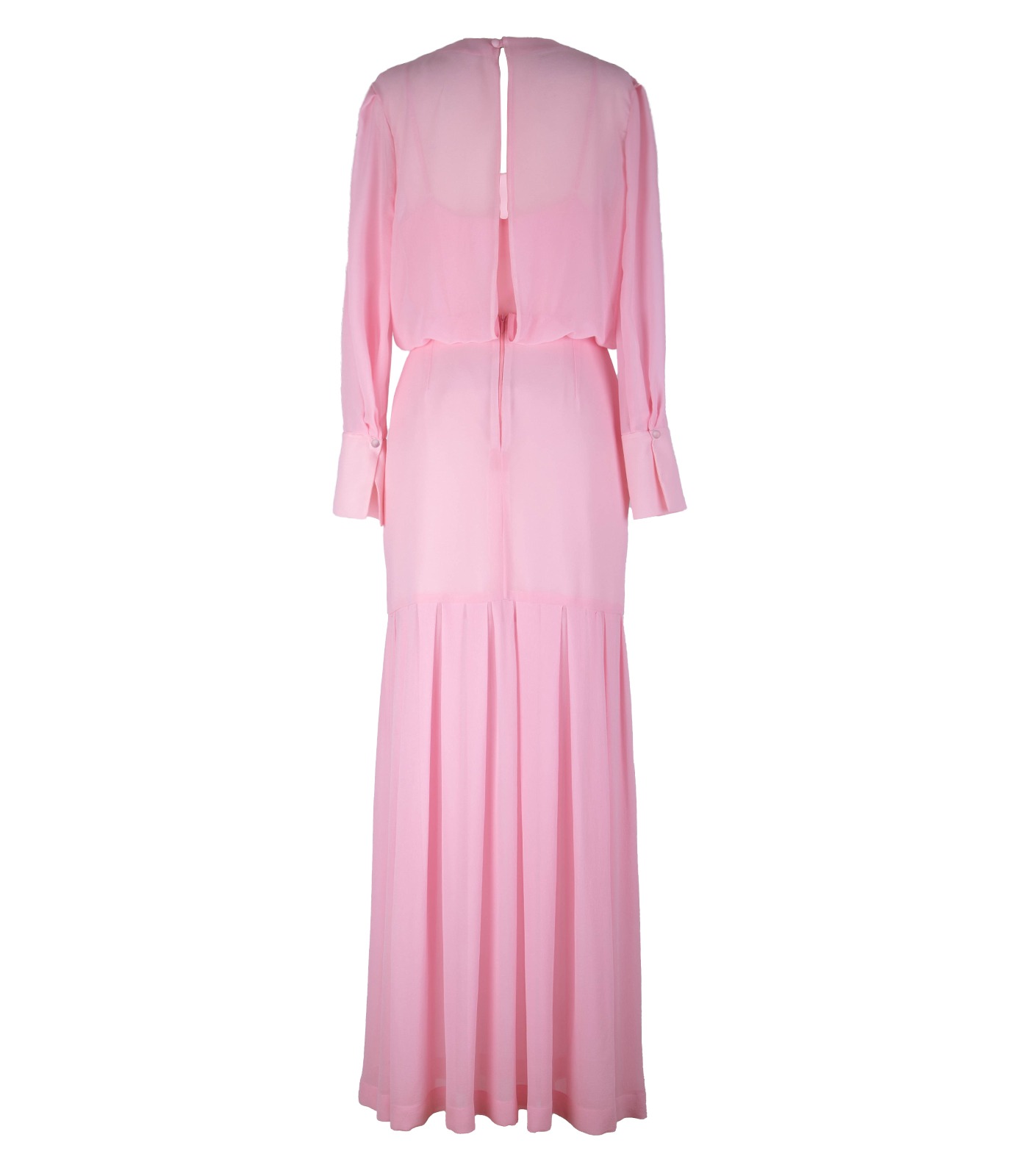 Long Silk Dress With Flower Decoration - Image 8