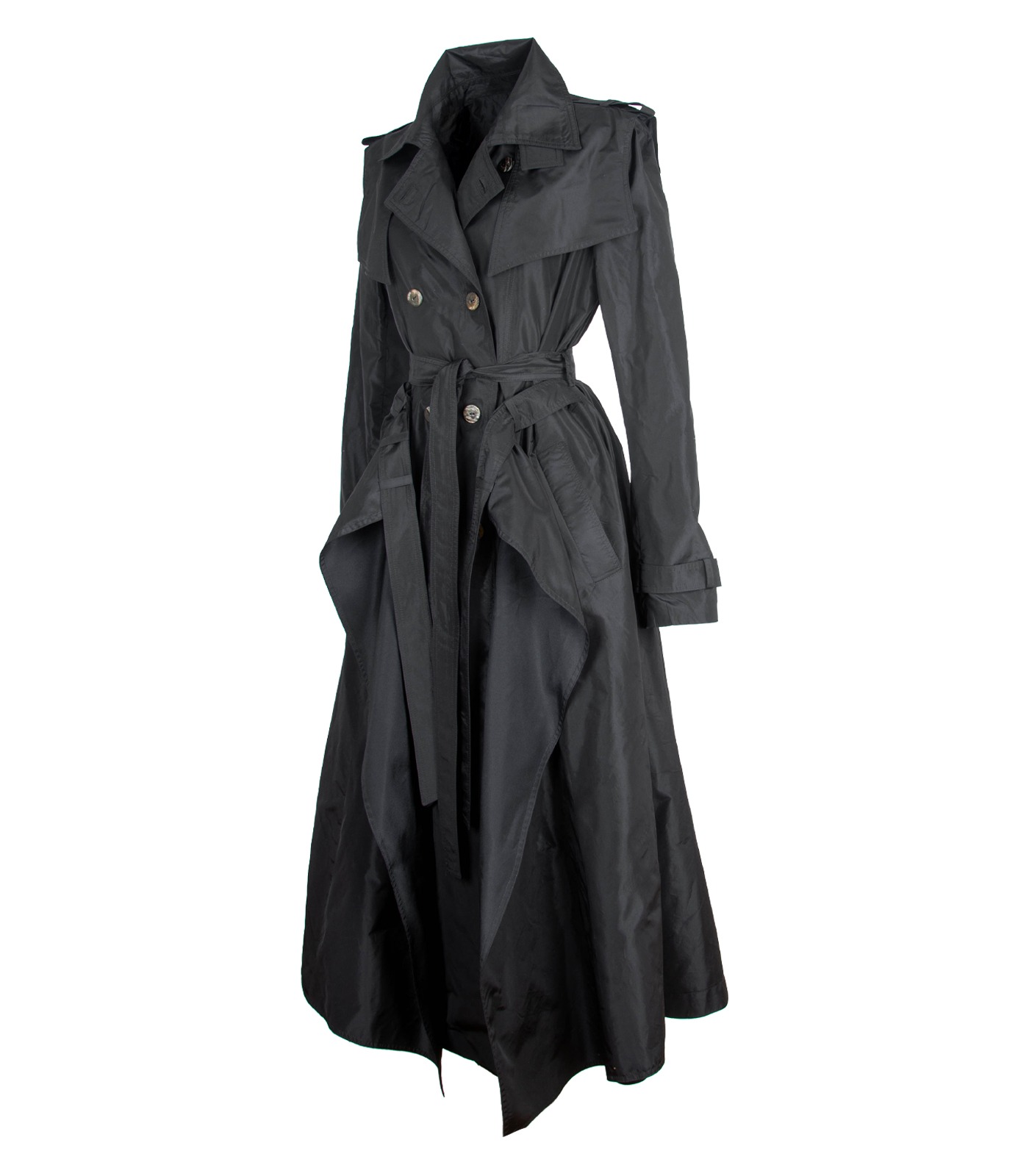 Silk Double-Breasted Trench Coat - Image 4