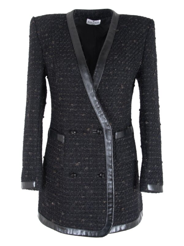 Bouclé Tweed & Leather Blazer Dress