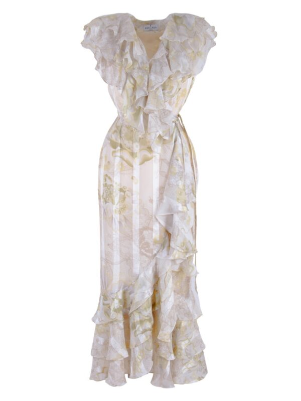 Silk Wrap Ruffled Dress