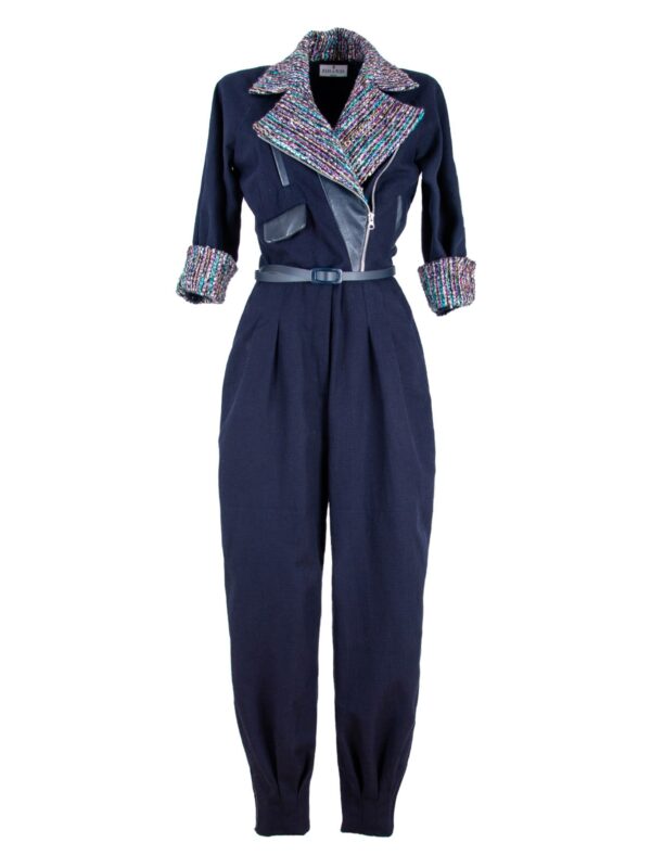 Cotton Leather & Bouclé Tweed Loose Fit Jumpsuit