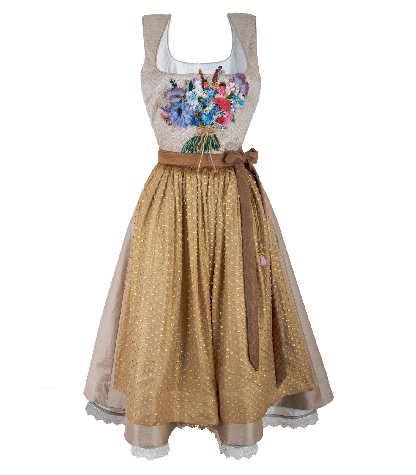 Silk Dirndl With Hand Embroidery