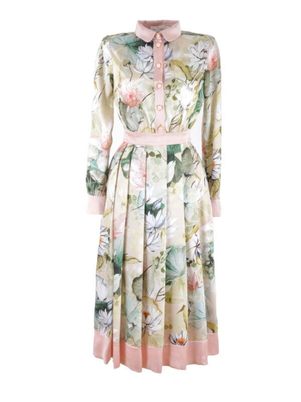 Dual-Fabric Silk Dress