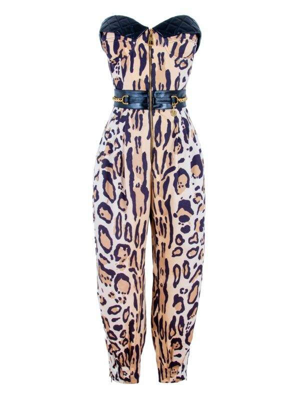 Cotton & Leather Corset Loose Fit Jumpsuit