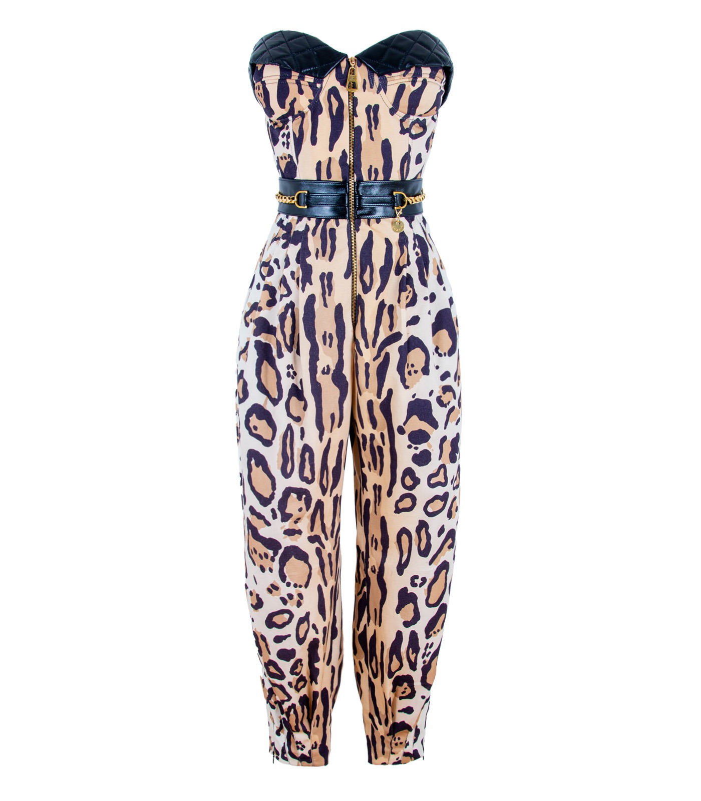 Cotton & Leather Corset Loose Fit Jumpsuit
