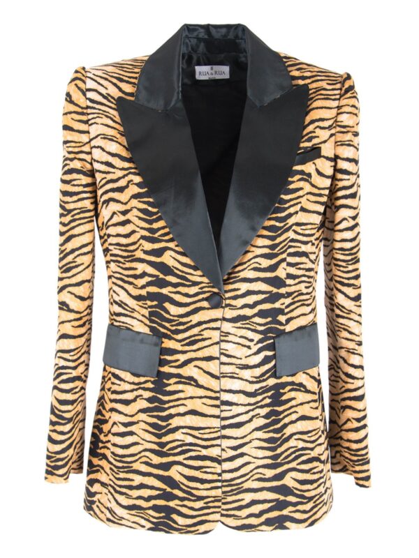 Classic Animal Print Silk One-Button Jacket