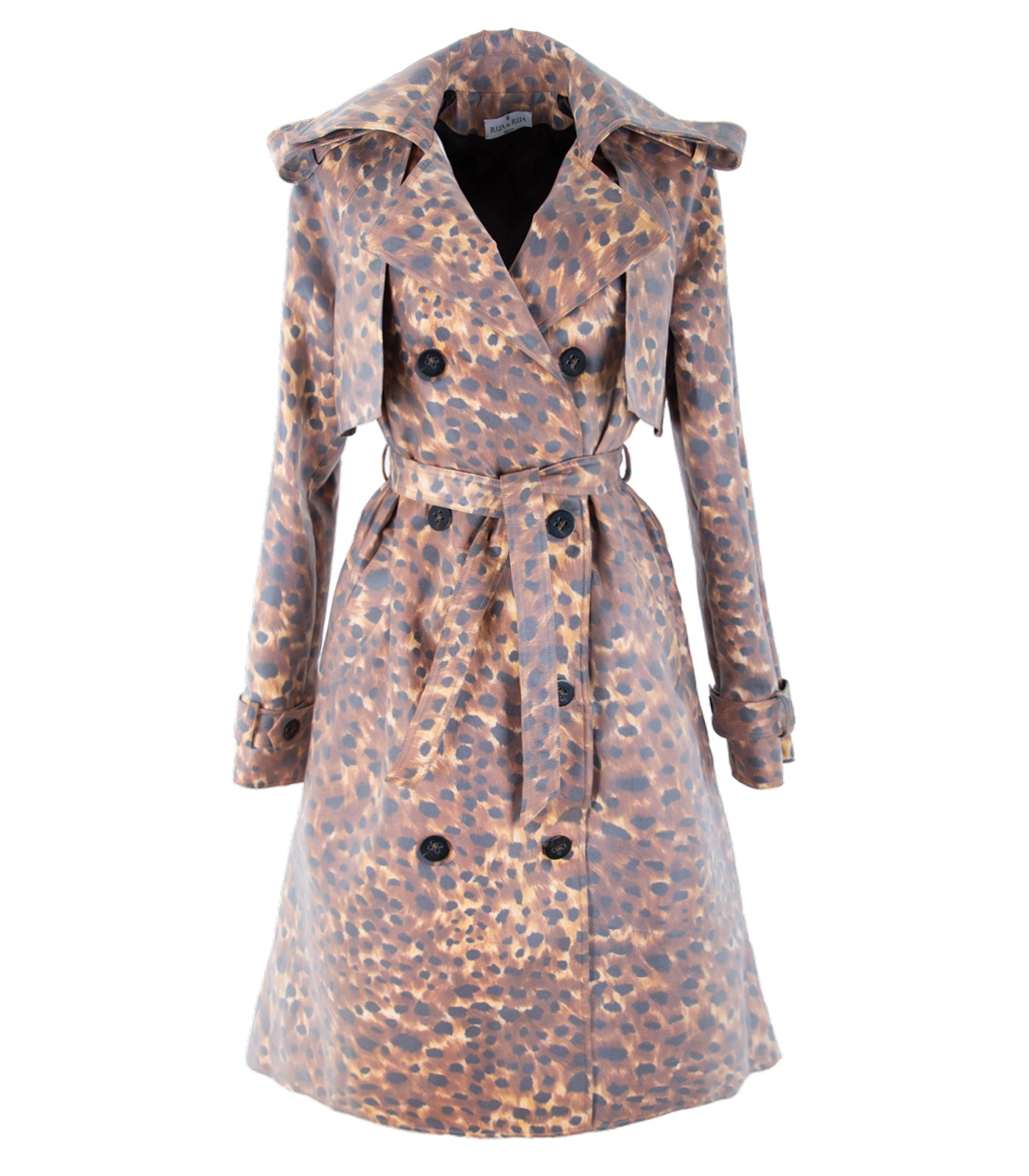 Coated Cotton Double-Breasted Trench Coat