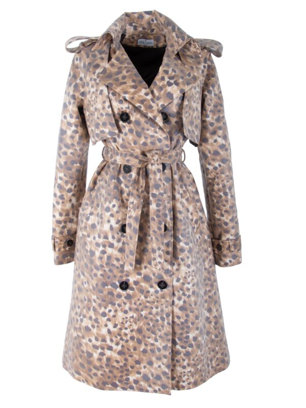 Coated Cotton Double-Breasted Trench Coat