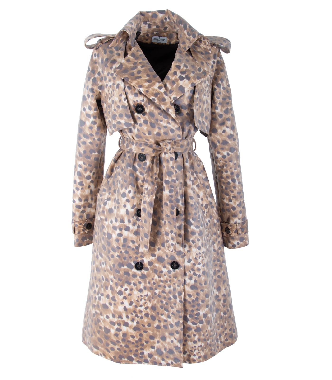 Coated Cotton Double-Breasted Trench Coat