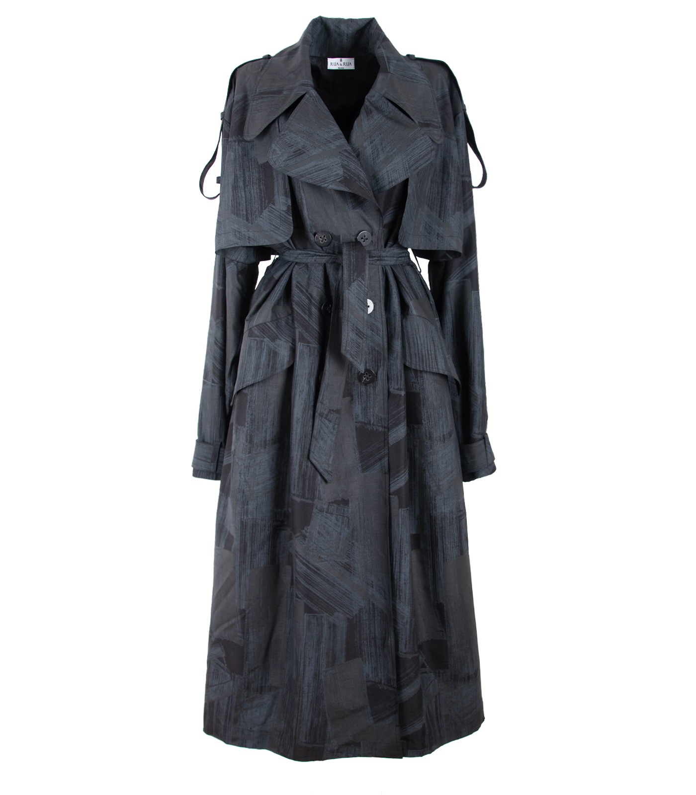 Oversized Silk Double-Breasted Trench Coat