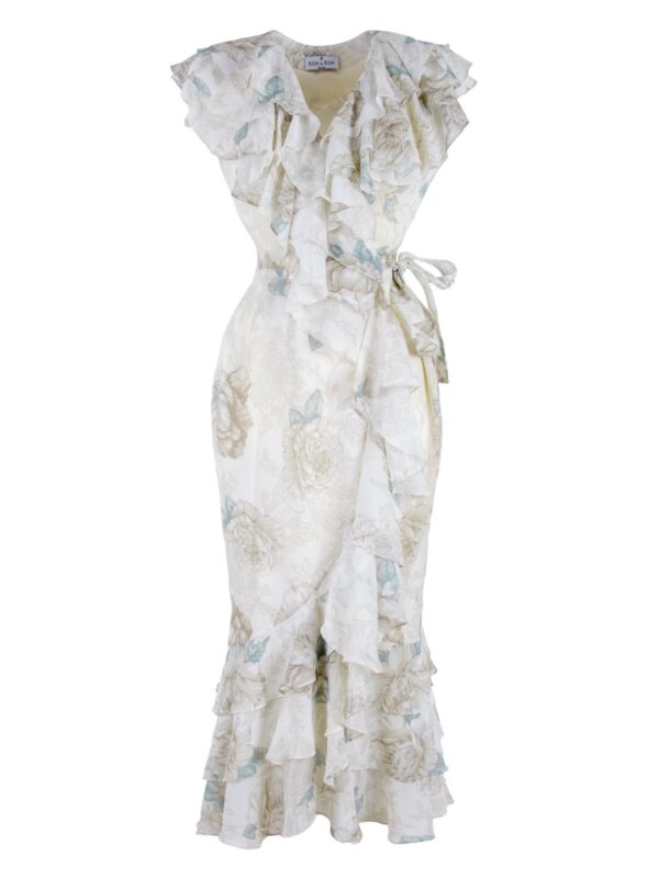 Silk Wrap Ruffled Dress