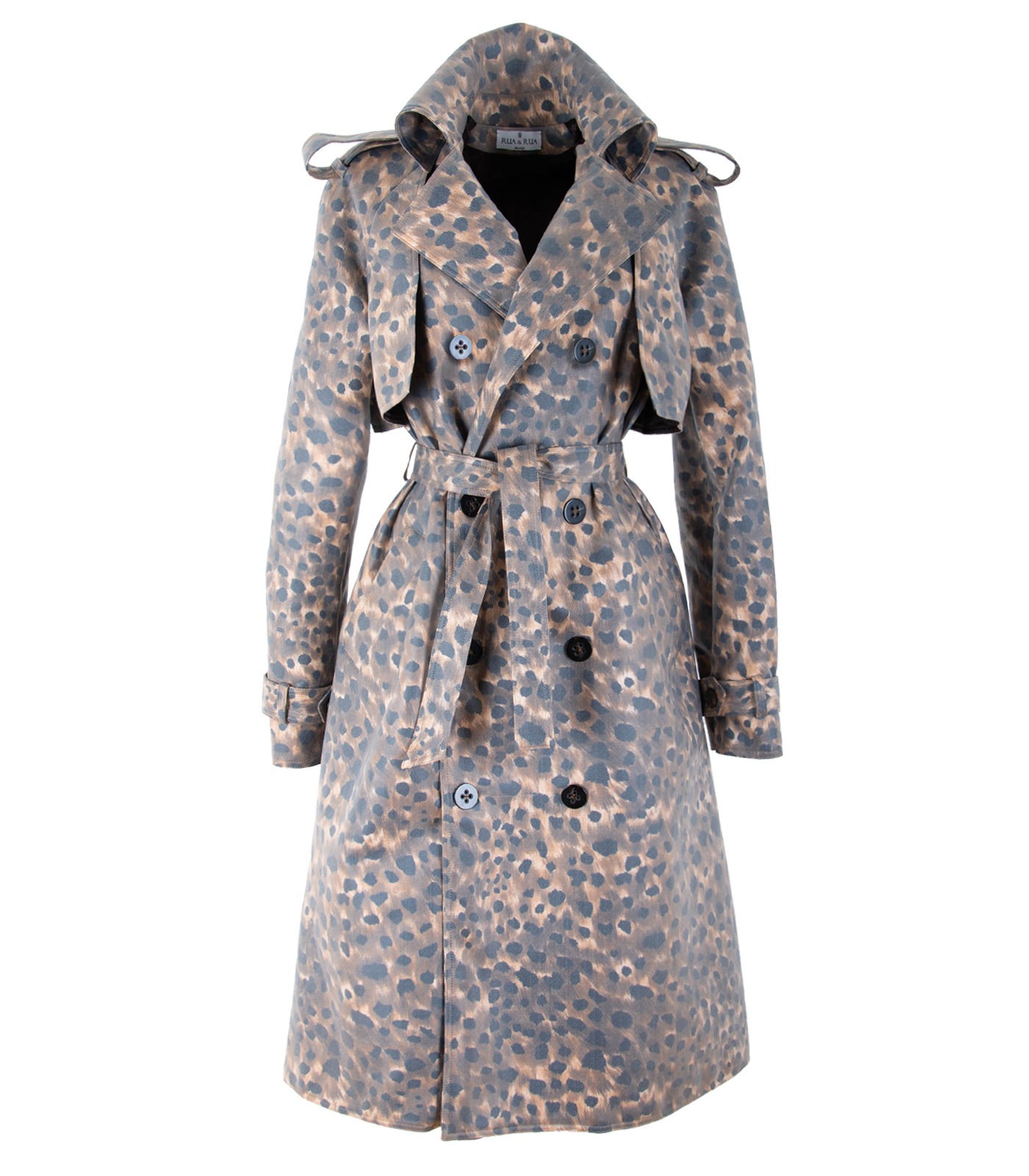 Coated Cotton Double-Breasted Trench Coat