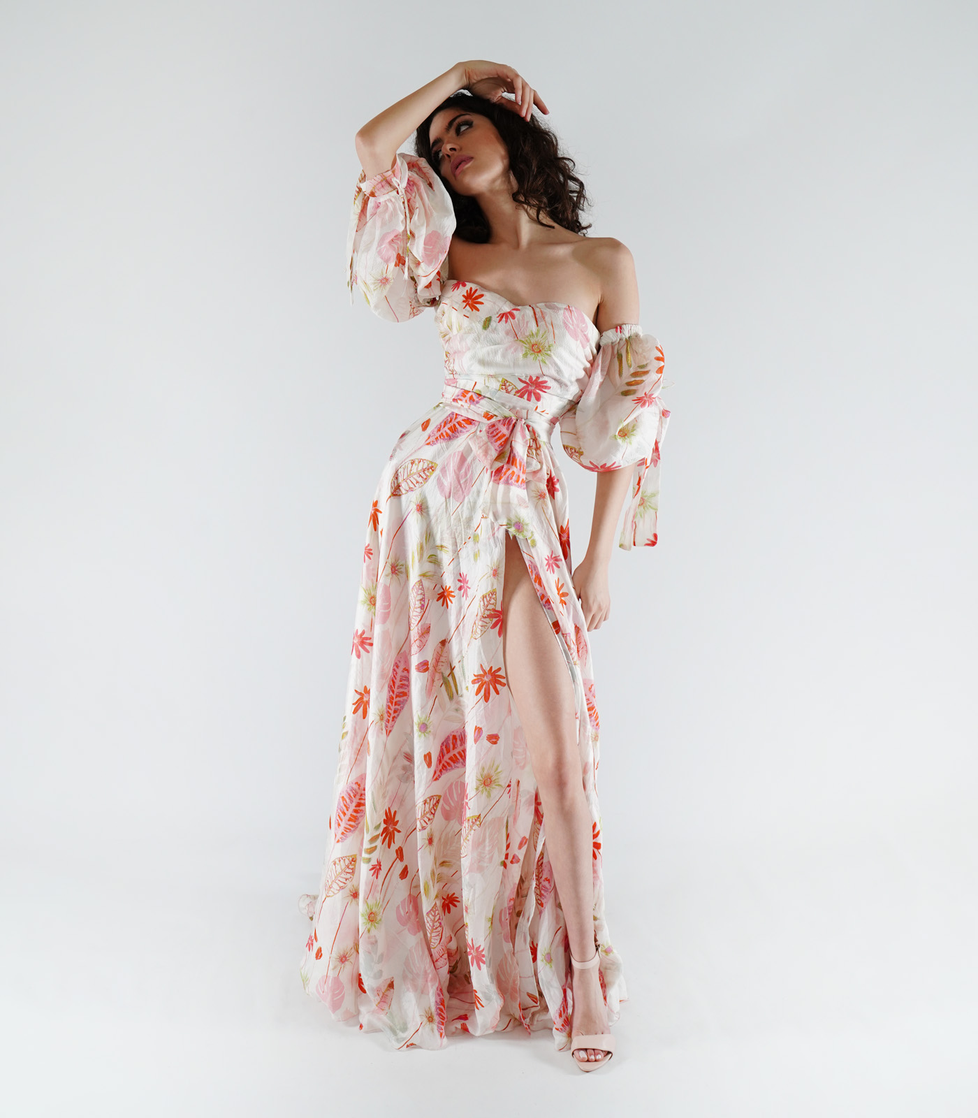 Off-Shoulder Silk Bustier Long Dress - Image 5