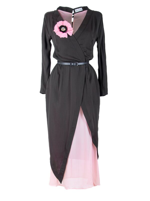 Asymmetrical Pencil Dress With Silk Flower Decoration