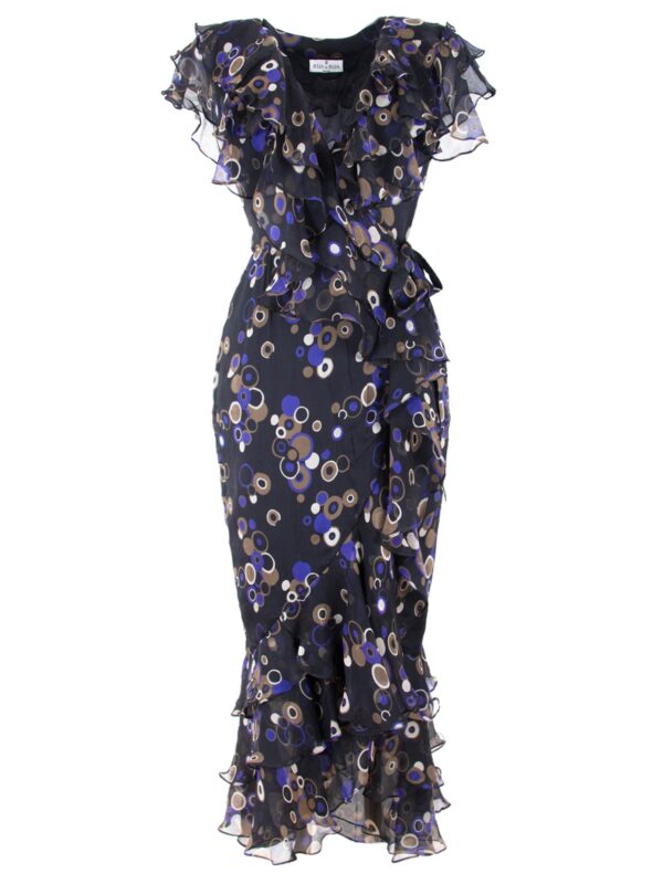 Silk Wrap Ruffled Dress