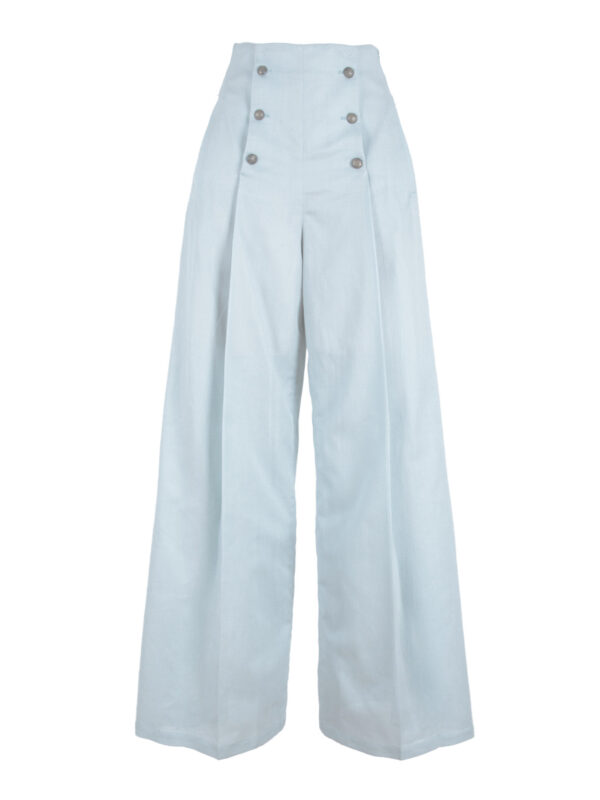 Cotton High-Waisted Wide-Leg Trousers