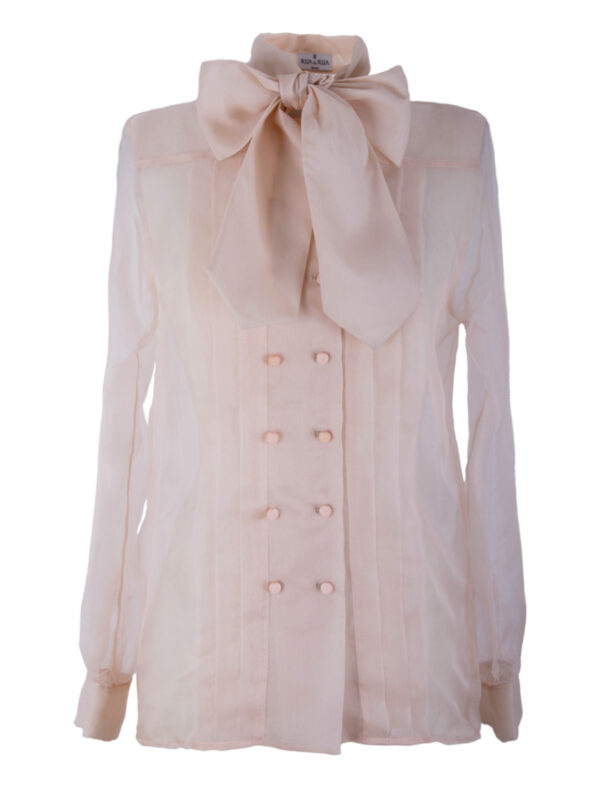Sheer Silk Shirt With Bow Collar