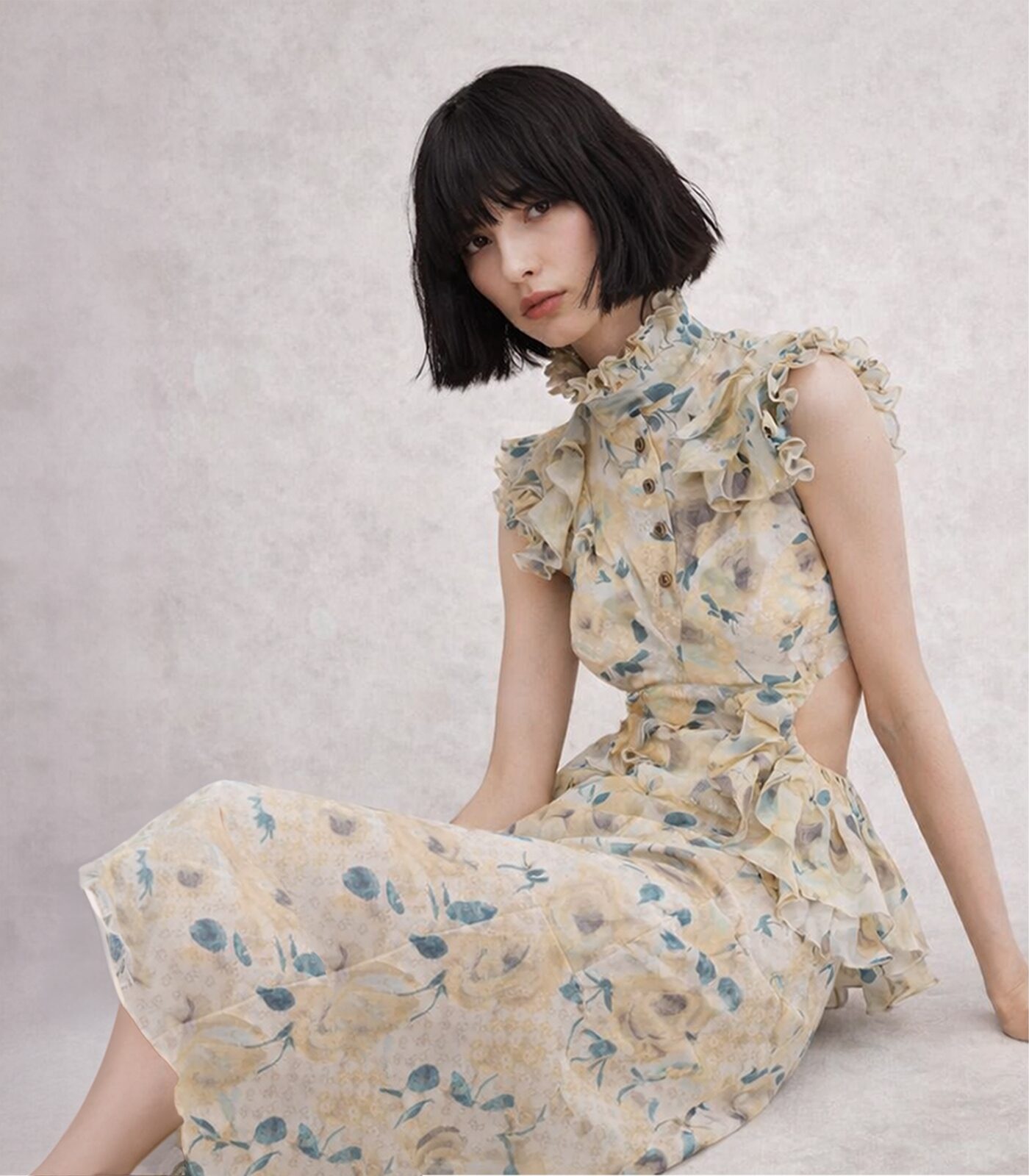 Silk Cut Out Ruffled Dress - Image 3