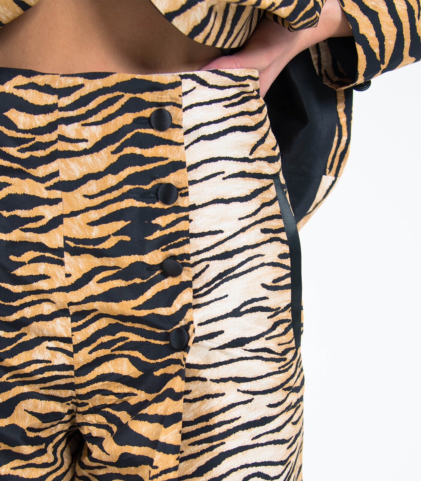 High-Waisted Animal Print Silk Shorts - Image 4