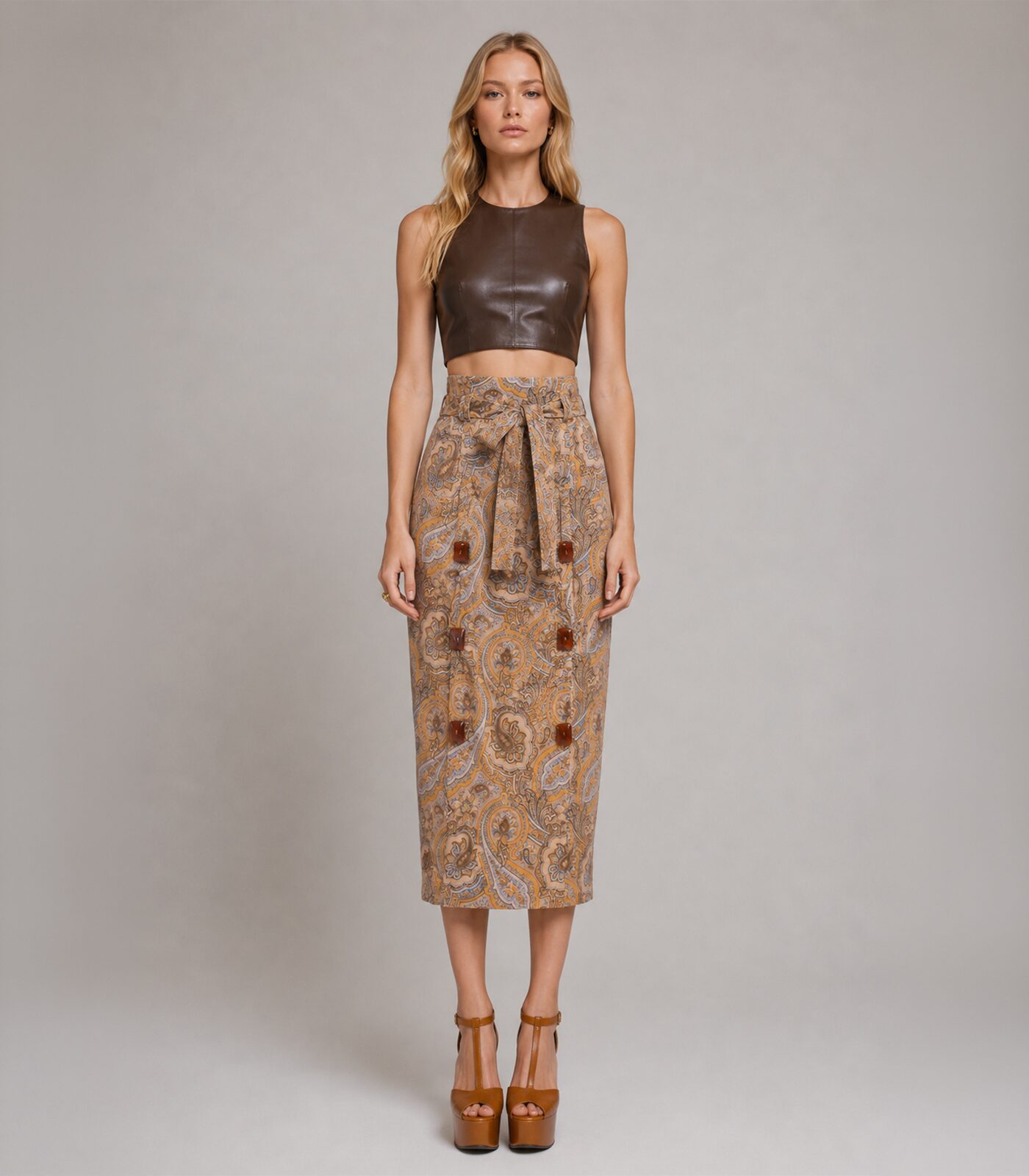 High-Waisted Cotton Pencil Skirt