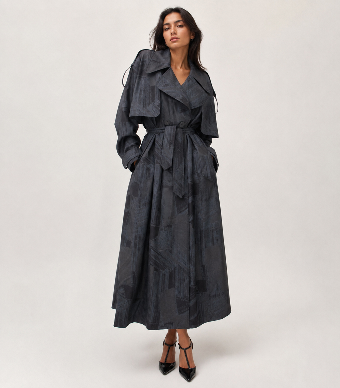 Oversized Silk Double-Breasted Trench Coat - Image 2