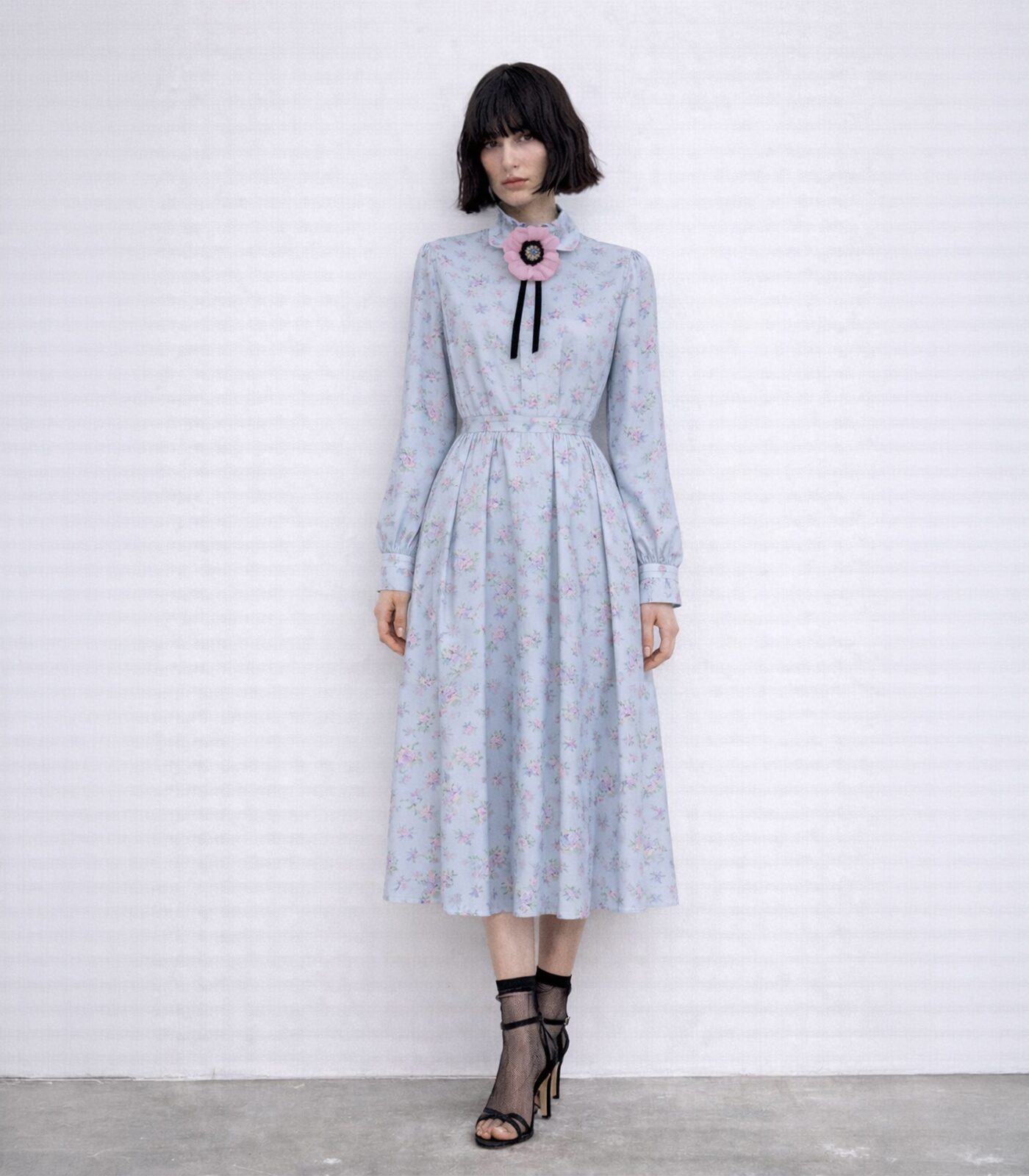 Silk Pleat Dress With Flower Brooch - Image 2