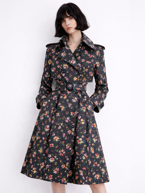 Coated Cotton Double-Breasted Trench Coat