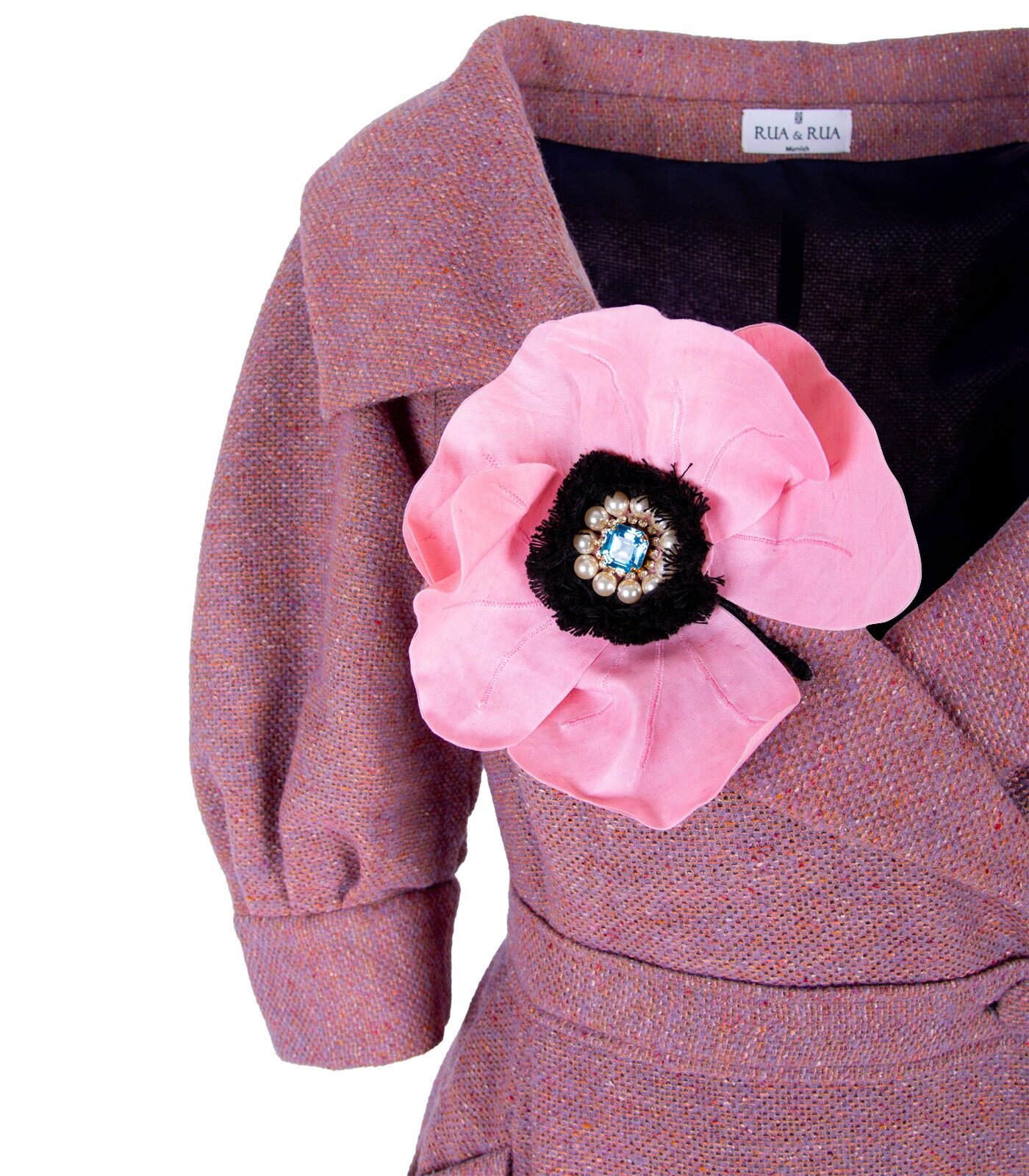 Wool Wrap Dress With Flower Decoration - Image 3
