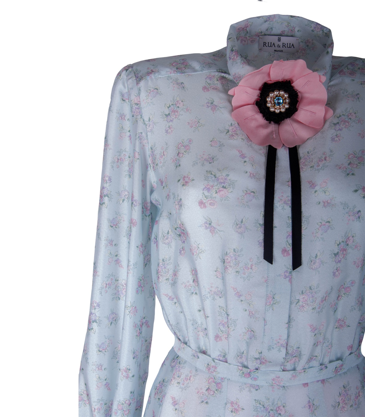Silk Pleat Dress With Flower Brooch - Image 6