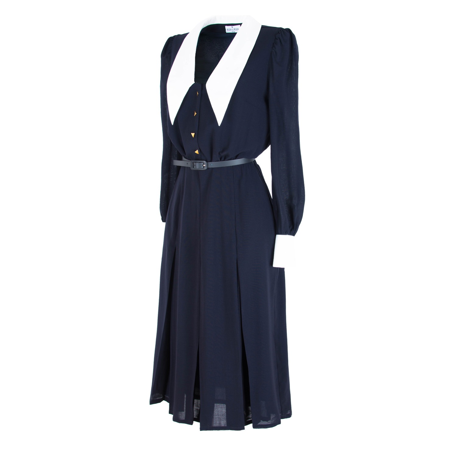Wool Midi Dress With Wide Silk Collar - Image 3