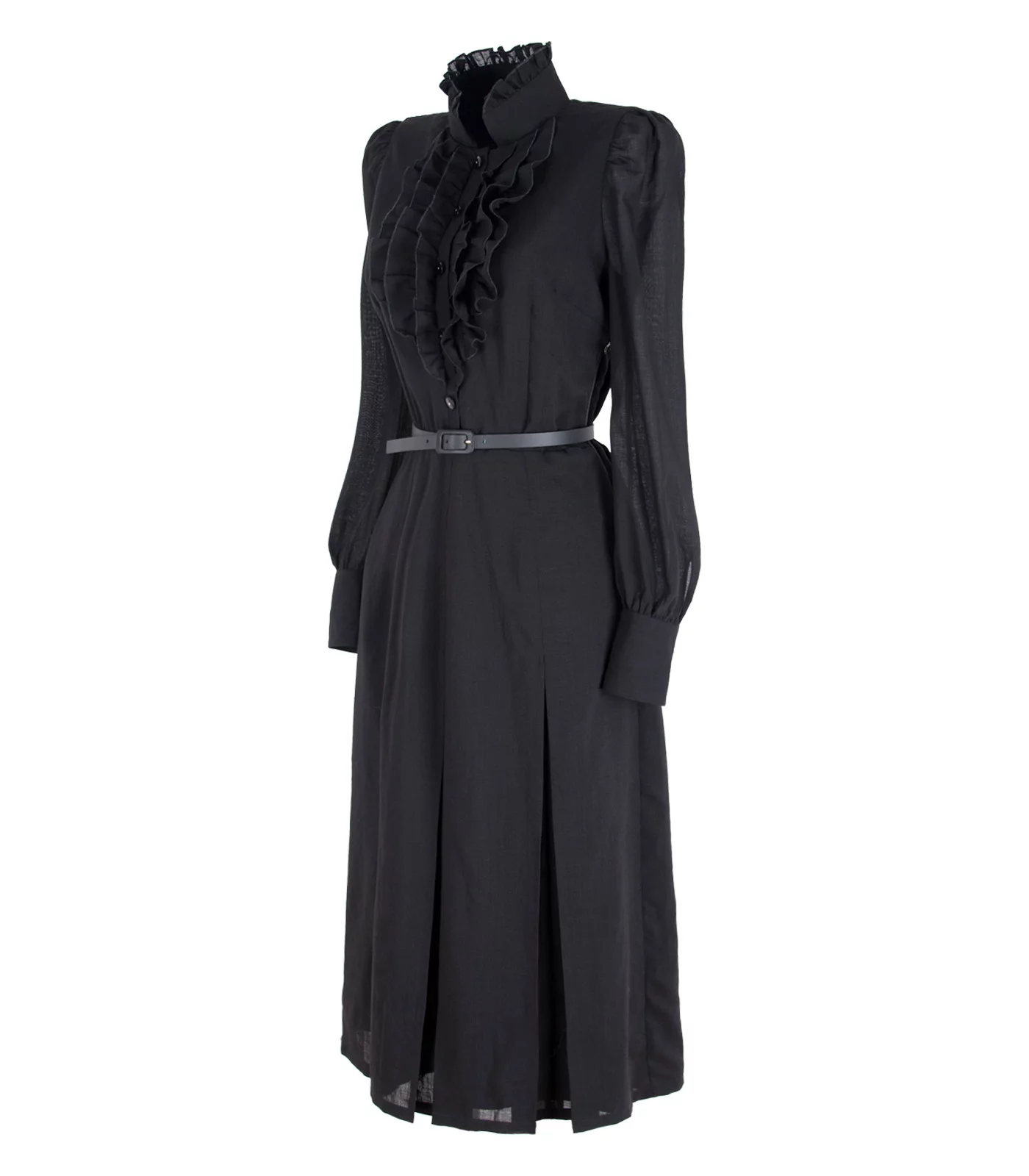 Ruffled Wool Midi Dress With Silk Lining - Image 4