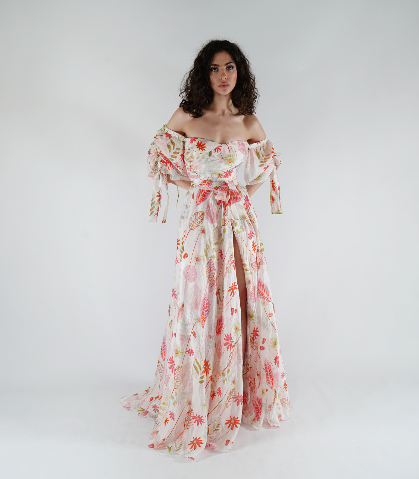 Off-Shoulder Silk Bustier Long Dress - Image 2