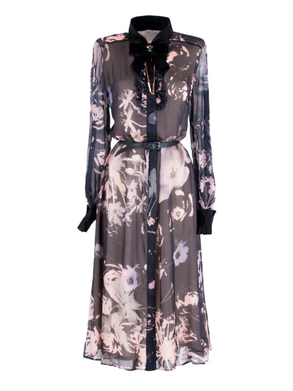 Dual-Fabric Silk Dress