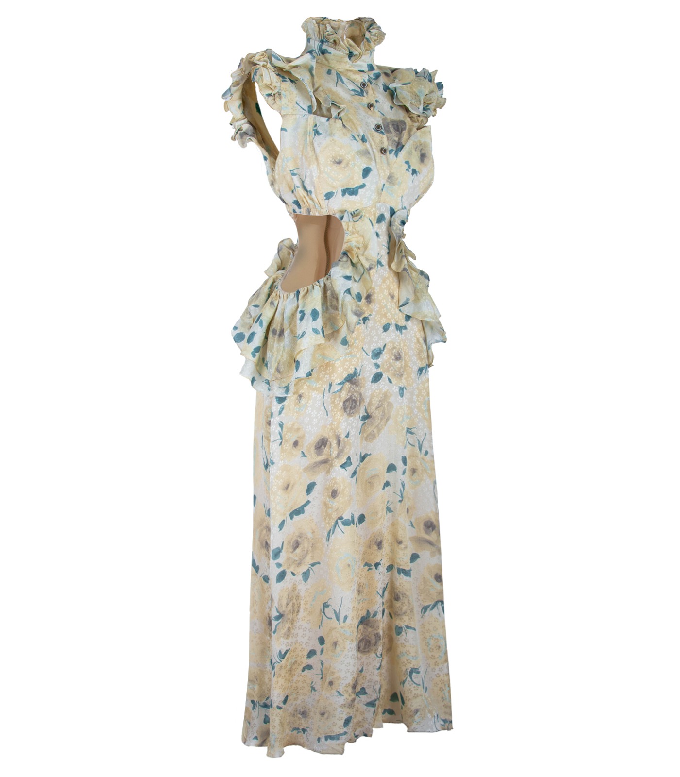 Silk Cut Out Ruffled Dress - Image 5
