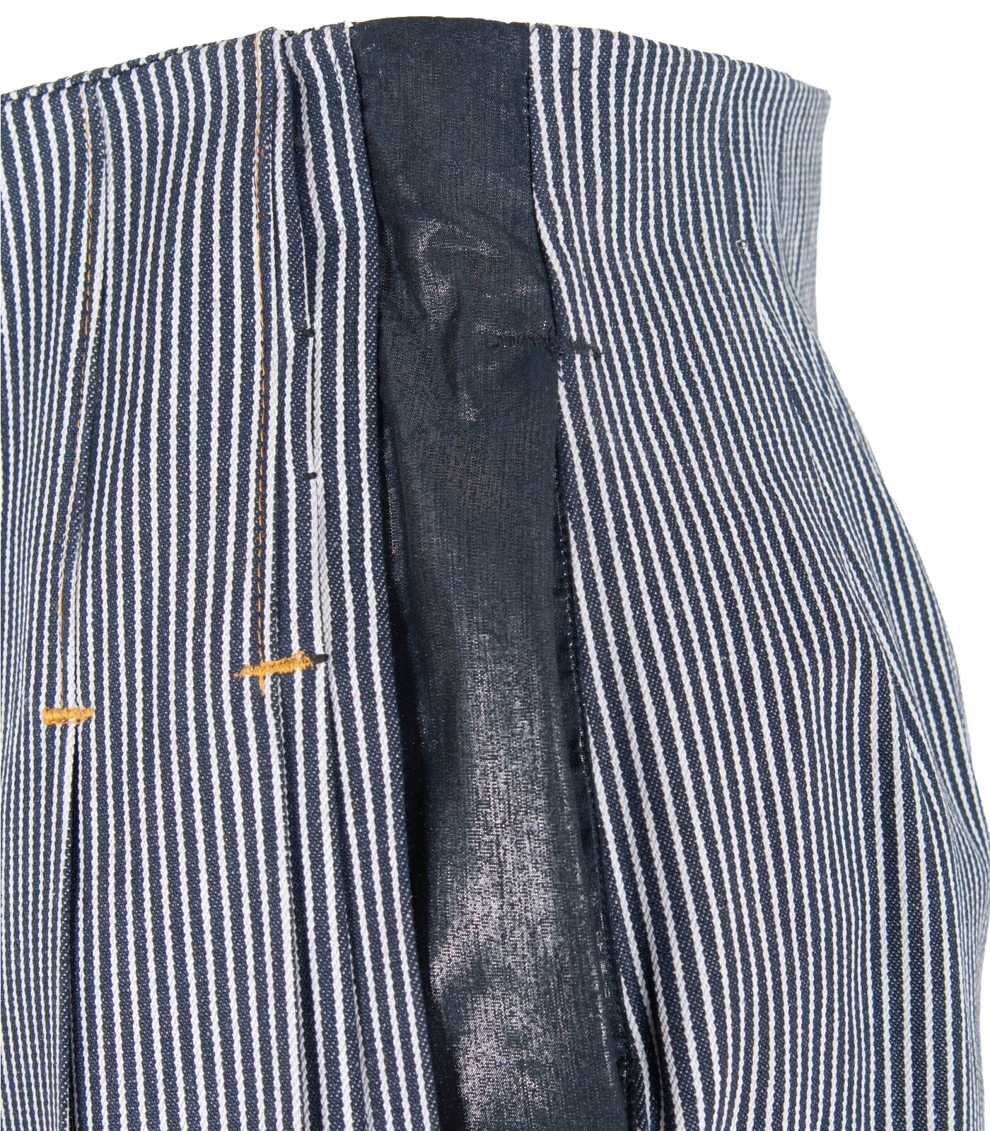 Denim Pleated Wide Leg Pants With Deep Side Slits - Image 4