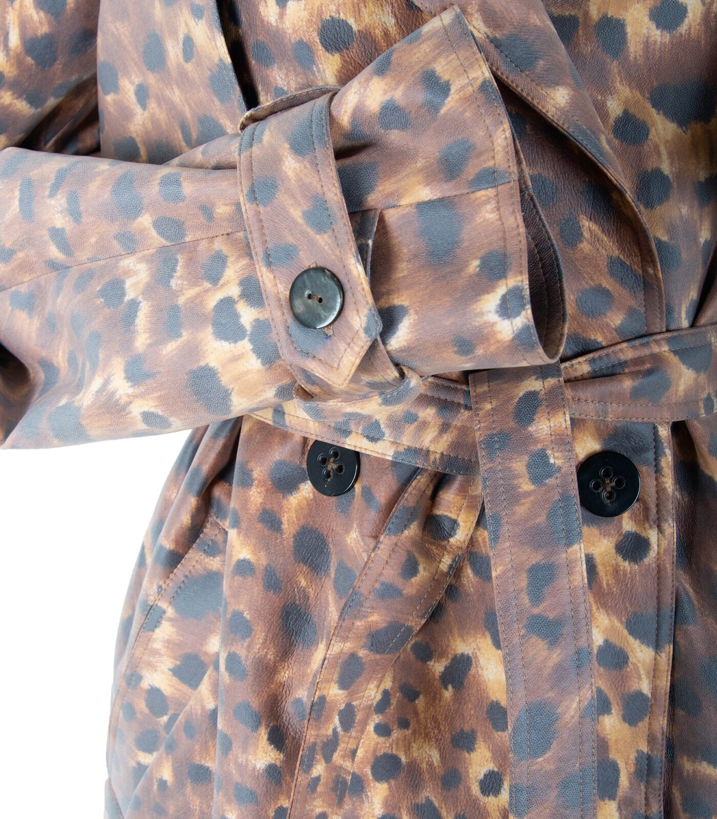 Coated Cotton Double-Breasted Trench Coat - Image 2