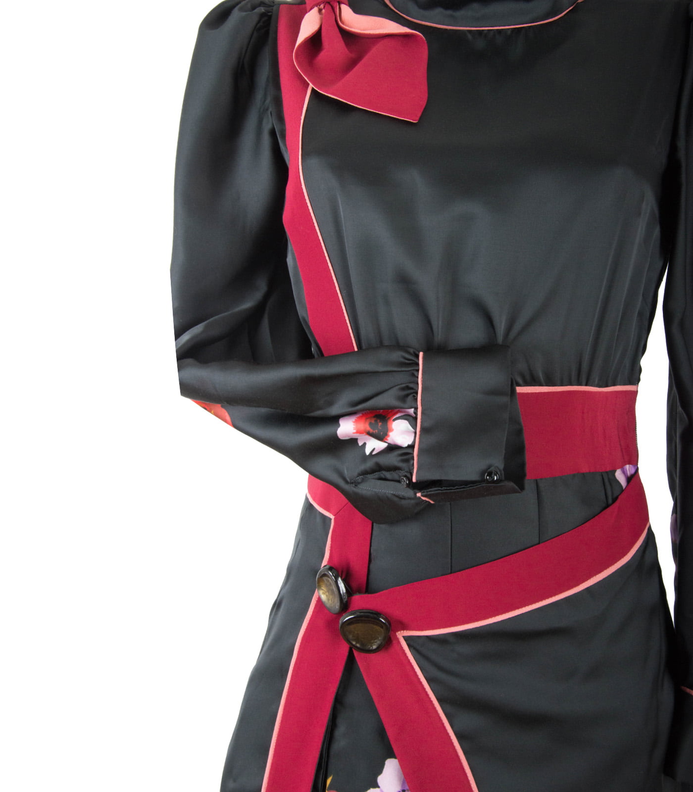 Dual-Fabric Silk Midi Dress - Image 4