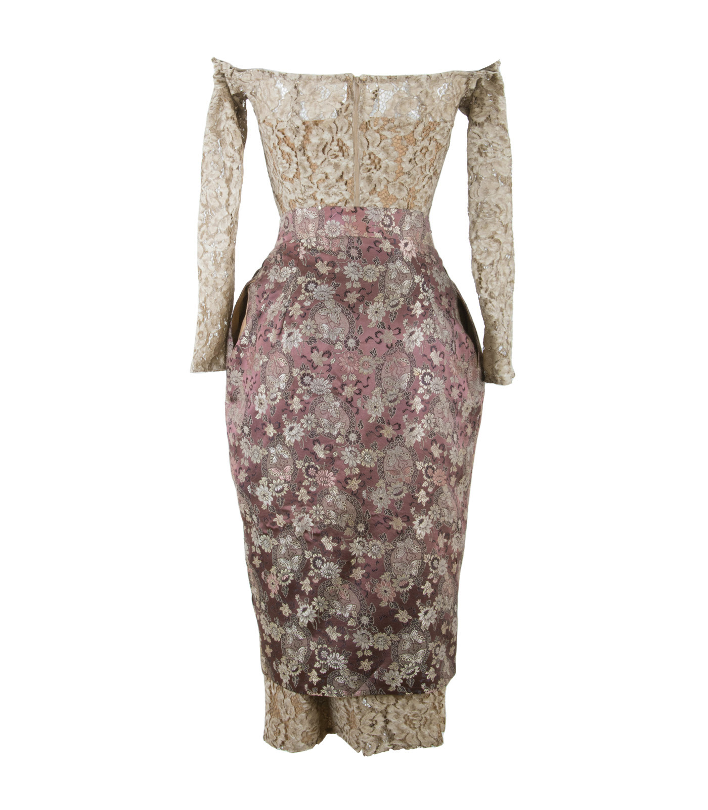 Off-Shoulder Lace Bustier Dress With Embroidery And Embellishments Of Crystals - Image 4