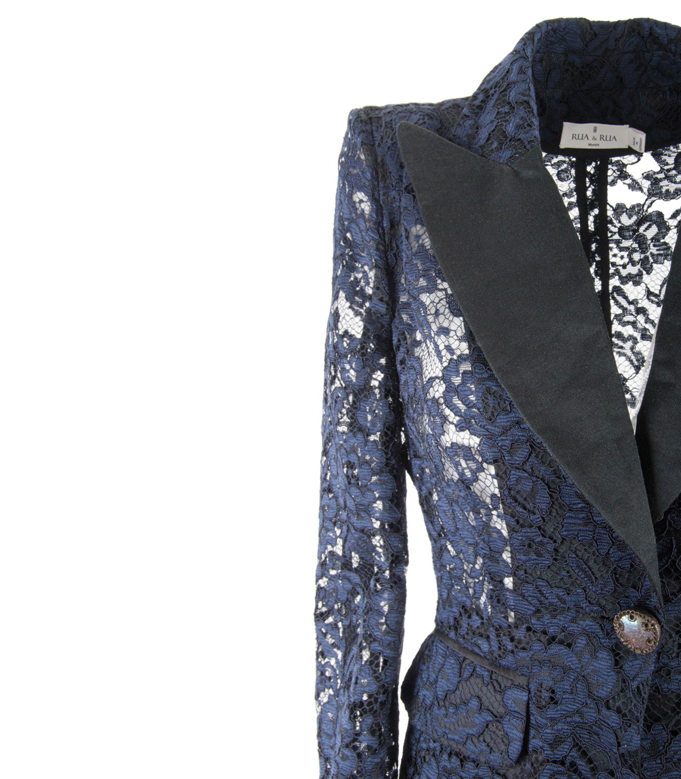 Classic One-Button Lace Jacket - Image 3
